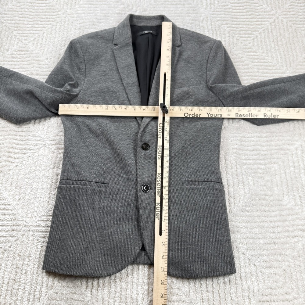 Zara Blazer Mens S Gray Herringbone Suit Jacket Smart Office Work Old Money - Picture 3 of 13
